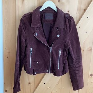 Suede Moto Jacket Size L Maroon